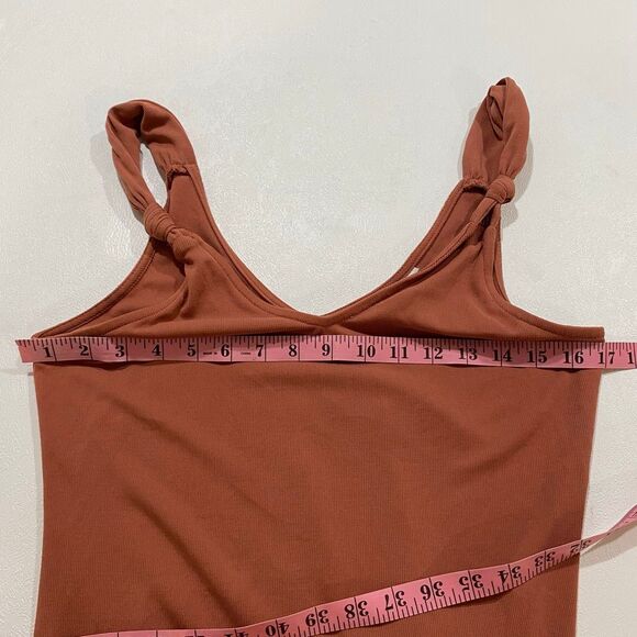 Topshop Rust Ribbed Sleeveless Maxi Dress Size 8 - Picture 4 of 6